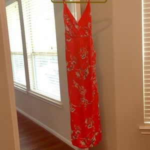 Criss cross back orange midi dress